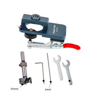 Perlengkapan pembuka lubang, set pelat pintu kustom 35mm engsel Bor Jig pertukangan lubang bor Kit pencari lokasi aluminium Aloi - Product Image 2