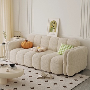 Sofá de <span class=keywords><strong>Dos</strong></span> <span class=keywords><strong>Plazas</strong></span> Marshmallow para Apartamentos Pequeños, Uso en Sala de Estar, Tapizado en Tela, Estructura de Madera Sólida, No Requiere Ensamblaje - Product Image 1