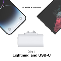 Power Bank Mini Portabel Shenzhen PD20W 5000mah Logo Custom 2 in 1 konektor Tipe-C Lampu untuk ponsel dan earphone