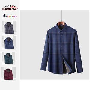 Camicia Autunnale da <span class=keywords><strong>Uomo</strong></span> Slim Fit Leggera Business Casual Senza Stiratura a Quadri Tendenza Moda Manica Lunga con Bottoni - Product Image 1