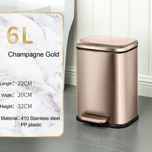 6l Stainless Steel Pedal <strong>Trash</strong> Can Square <strong>Trash</strong> Bin Foot Pedal for Kitchen <strong>Bathroom</strong> Dustbin With Soft Colose <strong>Lid</strong>