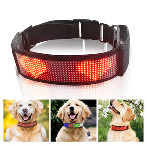 Collar de perro LED recargable de lujo, aplicación inteligente, pantalla de visualización programable, luz intermitente de nailon, diseño oscuro brillante, perro inteligente - Product Image 3