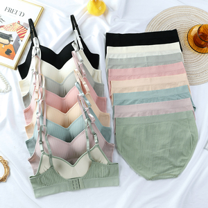 <strong>China</strong> Factory's <strong>Seamless</strong> Cotton Bra Set Girl's Student <strong>Underwear</strong> With XL Fixed Cup No Steel Ring Silk Panty Set for Women