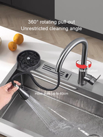Évier de cuisine multifonctionnel de luxe avec robinet extractible et pulvérisateur intégré, style piano