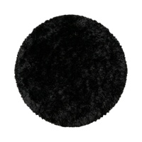 Tapis shaggy en polypropylène noir uni, tapis rond moelleux et pelucheux, tapis shaggy pour chambre à coucher, salon, antidérapant, décoration intérieure