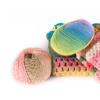 Fil de laine mi-épais arc-en-ciel, fil chenille pour le bricolage, écharpe, chapeau, châle, teinture segmentée, laine d'Islande