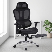 Chaise de bureau moderne ergonomique avec appui-tête et accoudoirs 2D réglables, soutien lombaire en maille et glissière