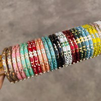 Bracelet jonc en émail zircon fleur cloisonné plaqué or style ethnique coloré en gros, cadeau d'anniversaire pour femmes