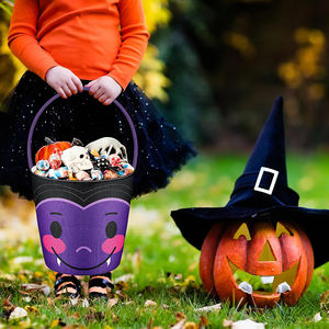 Panier de rangement en coton tissé, écologique, fait main, couleur personnalisable, motif citrouille et démon d'Halloween, idéal pour bonbons et cadeaux pour enfants - Grande Vente - Product Image 5