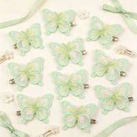 Patch Bordir Kupu-kupu Organza Lapis Tunggal 3D Magic Color 5cm dengan Desain Hati & Bintang