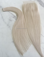 Expédition immédiate : Fermetures en dentelle de cheveux humains blond platine de haute qualité, intégration en maille 3x5 5x5, base en soie blanc glace