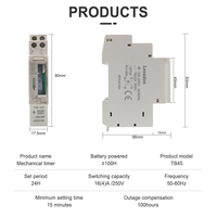 TB-45 Saklar Waktu Tipe AC Bertenaga Baterai Pintar dengan Interval 15 Menit 16A 250V untuk Sistem Kontrol Industri