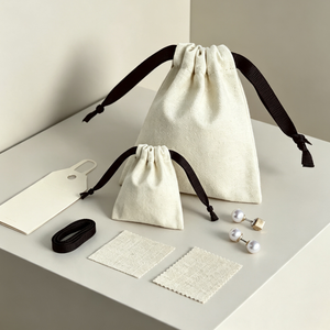 Pochette à cordon personnalisée avec logo, sac de rangement réutilisable en coton et lin pour bijoux, boucles d'oreilles, colliers, petits cadeaux - Product Image 3