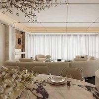 Design d'intérieur de villa de luxe Japandi avec bois naturel, design résidentiel moderne et organique pour propriétaires haut de gamme