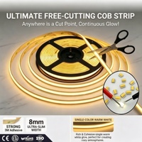 Bande LED COB 24V de qualité résidentielle, 480 LED/m, découpe libre n'importe où, ruban lumineux flexible FCOB, CE UKCA pour vitrine de bijouterie