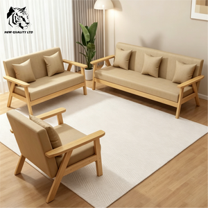 Fábrica ofrece sofá nórdico nuevo de diseño, muebles de sala de estar de madera y tela, personalizado, a precio económico, gran stock listo para enviar. - Product Image 4