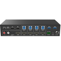 Commutateur KVM USB 3.0 4K60 4x1 sans coupure pour vidéo UHD, multiviewer, contrôle, bande passante non compressée 18 Gbit/s, construction métallique, prend en charge 8 appareils