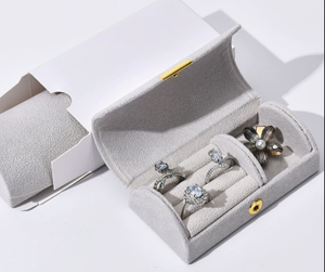 Velvet Semi Round Jewelry Storage <b>Box</b> with Outer Sleeve Portable Ring <b>Earring</b> Organizer Case for <b>gift</b> store and jewelry brands - Product Image 3