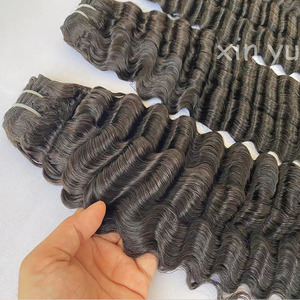 Tóc Trinh Nữ các nhà cung cấp bán buôn giá rẻ 100% nguyên liệu tóc con người bó 12A lớp sâu đôi sợi ngang đền Ấn Độ nguyên tóc - Product Image 2