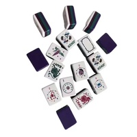 Jeu de Mahjong américain pliable automatique sur le thème des constellations du zodiaque, 166 tuiles en acrylique violettes de luxe pour cadeau