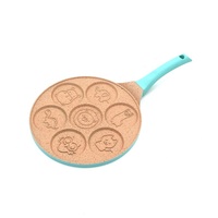 Poêle à gaufres et crêpes en métal moulé sous pression, antiadhésive, à 7 cavités, compatible induction