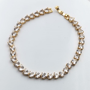 Cadena de Eslabones de Moda con Circonita Cúbica Blanca, Chapada en Oro Blanco de 18k, Pulsera de Cadena de Tenis de Plata, Joyería - Product Image 3