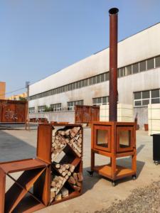 Chimenea de madera para exteriores, estufa de jardín ecológica de acero, <span class=keywords><strong>con</strong></span> vidrio de 4 lados - Product Image 4