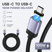 Kabel Pengisian Daya Magnetik PD 100W Aluminium Alloy Nylon USB-C USB-C Pengisian Cepat Transfer Data 1m Konduktor Tembaga Murni