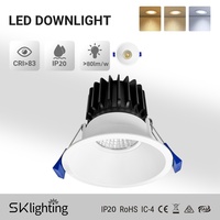 Lumière LED vers le bas 12w Cob trou ouvert intégré projecteur de rendu des couleurs élevé maison salon sans lumière principale spot à intensité variable
