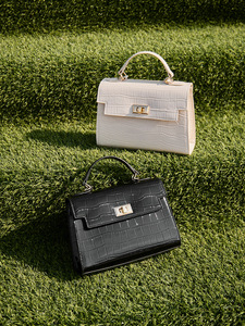 Sac à bandoulière en cuir véritable noir avec logo personnalisé, sac à main élégant pour femmes, effet crocodile gaufré, vente en gros, faible MOQ - Product Image 2