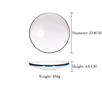 Assiette creuse ronde bleu marine style nordique en mélamine non toxique, effet porcelaine sous glaçure, pour restaurant