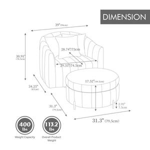 Sillón Moderno Giratorio de Terciopelo con Otomana de Almacenamiento, Sillón Acolchado para Sala de Estar - Product Image 6