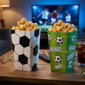 Boîtes à popcorn sur le thème du football, contenants à collation en papier, boîtes à cadeaux vertes et noires pour soirées de football, anniversaires sportifs - Product Image 4