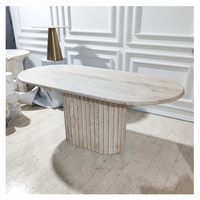 Meubles de maison personnalisés, table à manger floquées nordique, en pierre naturelle, forme ovale, moderne