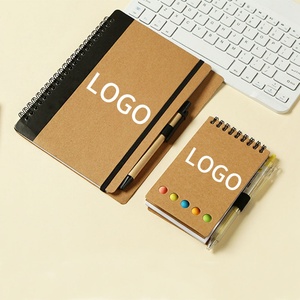 Set di Quaderni Ecologici B7 Personalizzati per Scuola, Mini Quaderno a Spirale in Carta Kraft Promozionale con Penna - Product Image 1