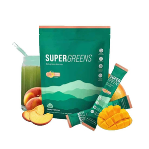 Suplemento Diario de Superalimentos Verdes en Polvo, Sabor Mango Durazno, Mezcla para Bebida Orgánica - Product Image 1