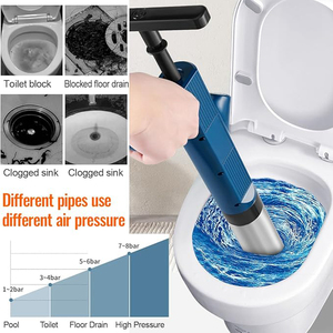 Déboucheur de toilettes puissant en acier inoxydable, déboucheur de tuyaux pneumatique haute pression, kit d'outils de débouchage à air comprimé - Product Image 4