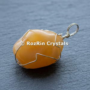 RozRin Crystals Yellow Sunstone Wire Wrap Pendant Irregular Shape for Necklace Making Jewelry Setting Stainless Steel Wrp-007 - Product Image 4