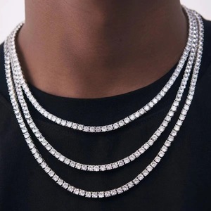 Collar <span class=keywords><strong>de</strong></span> tenis con <span class=keywords><strong>diamantes</strong></span> cultivados en laboratorio certificados por IGI, tamaño 2mm 3mm 4mm, <span class=keywords><strong>diamantes</strong></span> sintéticos resistentes y estables, cadena <span class=keywords><strong>de</strong></span> plata S925 <span class=keywords><strong>para</strong></span> Hiphop - Product Image 3