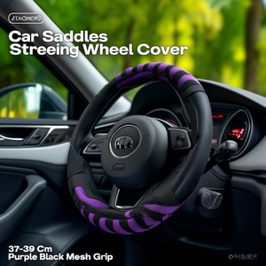 Funda para Volante de Coche de 3 Radios, Neopreno, 37-39 cm, Morado y Negro, Malla Antideslizante, ZCQR DECO BF-50-11 - Product Image 3