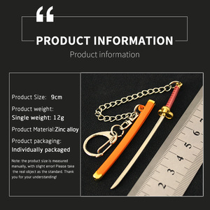 Một Mảnh Thanh Kiếm Keychain 9Cm Kẽm Hợp Kim Kim Loại Phim Hoạt Hình Thanh Kiếm Key Ring Với Vỏ Bọc - Product Image 5