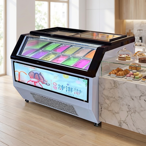Vetrina Refrigerata per Gelato da 12-20 Vaschette, Congelatore da Banco con Base in Marmo per Gelateria - Product Image 1
