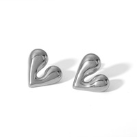 Boucles d'oreilles clous en acier inoxydable plaqué or 18 carats PVD, motif cœur liquide, pour femmes et jeunes filles, bijoux tendance et étanches