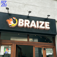 Enseigne de magasin 3D en acrylique et acier inoxydable, étanche, avec lettres lumineuses LED pour extérieur, logo 3D LED