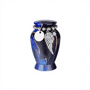 Urna de cremación colorida con dije de corazón plateado y etiqueta 'Para siempre en mi corazón', recuerdo conmemorativo para adultos, urna de cremación para cenizas humanas. - Product Image 6
