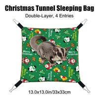 Sac de couchage tunnel double couche de Noël pour petaurs, écureuils volants et chinchillas – Lit suspendu imperméable avec 4 entrées