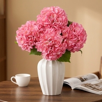 Set Rangkaian Bunga Lantai Hydrangea Sutra Sentuhan Realistis Berkualitas Tinggi 121pcs, Dekorasi Rumah Buatan Tangan