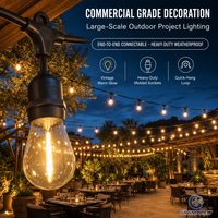 Guirlande lumineuse LED extérieure personnalisée de 10 m avec 20 ampoules, câble en caoutchouc de haute qualité, pour la décoration de restaurants, mariages et Noël
