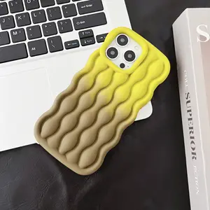 Dual Color Gradient Three-dimensional Wave Pattern New Soft Silicone Gel Feel Anti Drop Phone Case