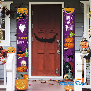 ป้ายตกแต่งฮาโลวีนสำหรับภายนอกอาคาร ป้ายแขวนสำหรับปาร์ตี้ Trick or Treat สุขสันต์วันฮาโลวีน สำหรับตกแต่งประตูหน้าบ้าน ระเบียง สนามหญ้า และผนัง - Product Image 6